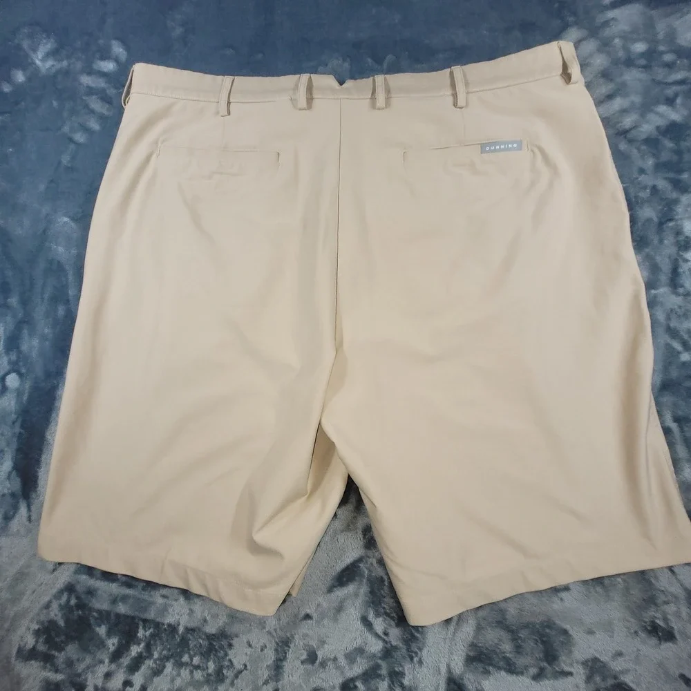 Dunning Mens Golf Shorts Tan Khaki Performance Flat Front Size 40